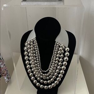Elegant Silver Multi-Strand Beaded Necklace